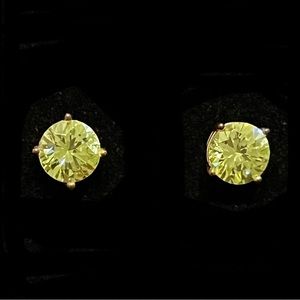 Green Swarovski crystal pierced studs in gold setting. NWOT